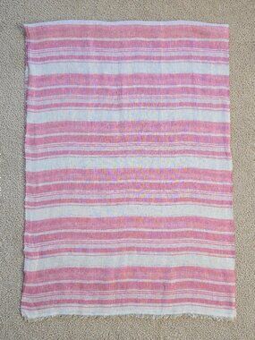 Linen Scarf Pink & White Stripe